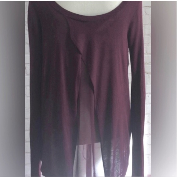 Express long sleeve crewneck sweater rear split panel w/sheer overlay L 🎊SALE - Picture 12 of 13
